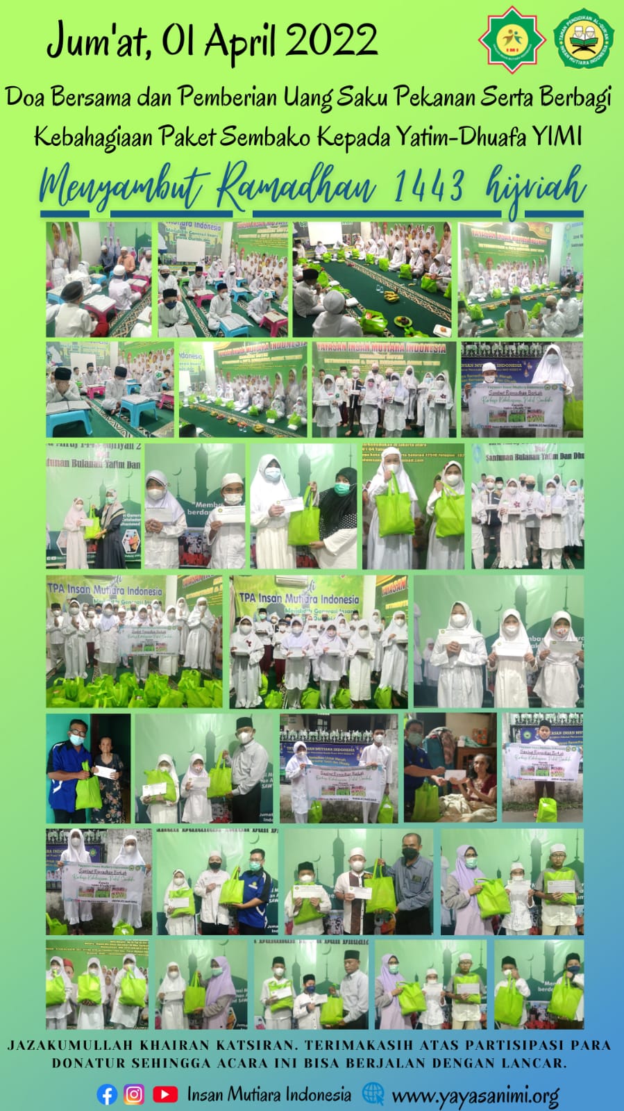 Doa Bersama Adik-Adik Yatim Yimi, Jumat 13 Mei 2022